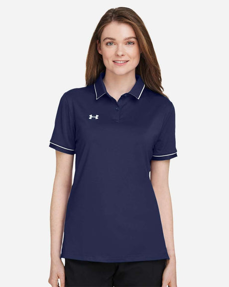 Women's Tipped Teams Performance Polo Midnight Navy/ White