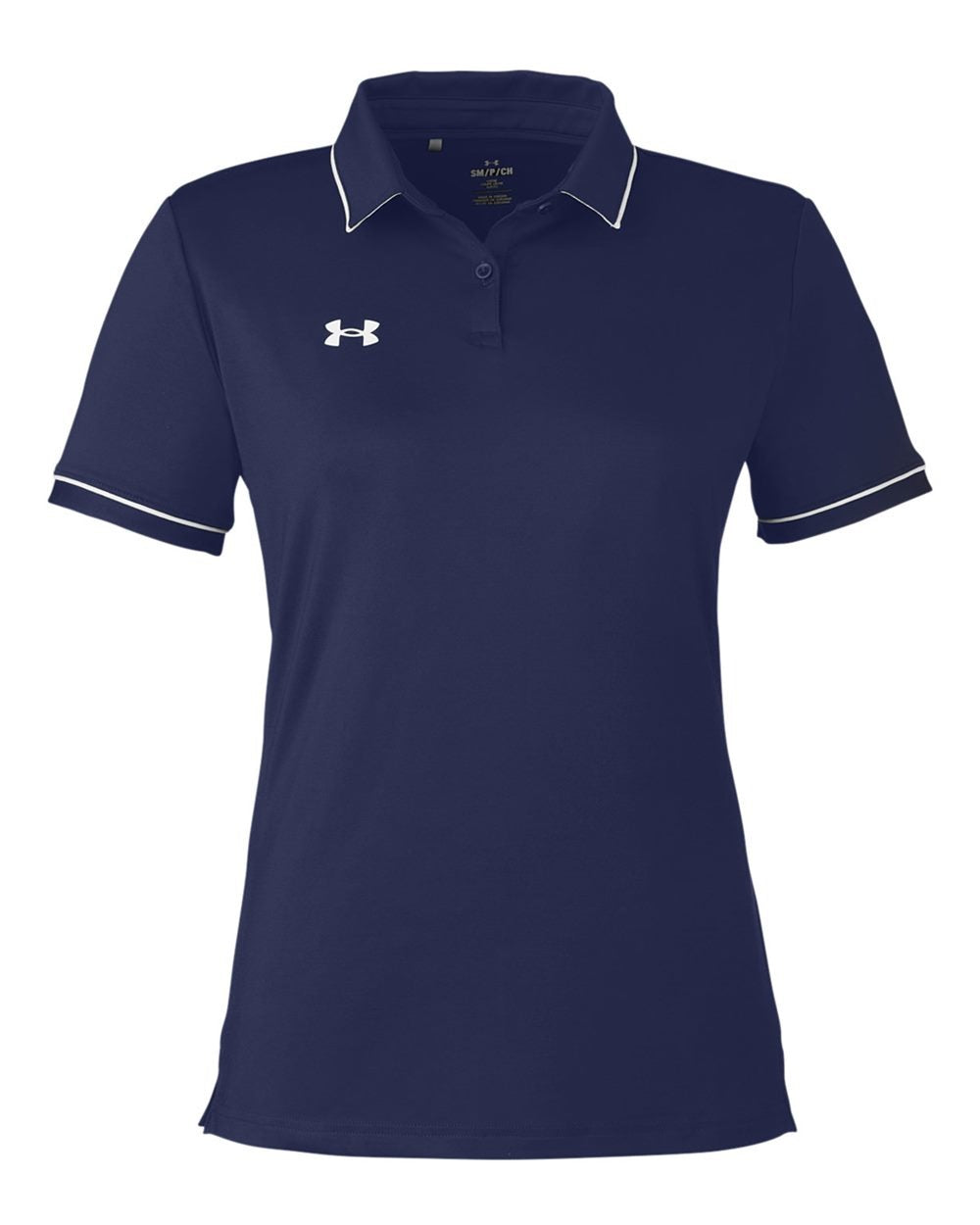 Women's Tipped Teams Performance Polo Midnight Navy/ White_3