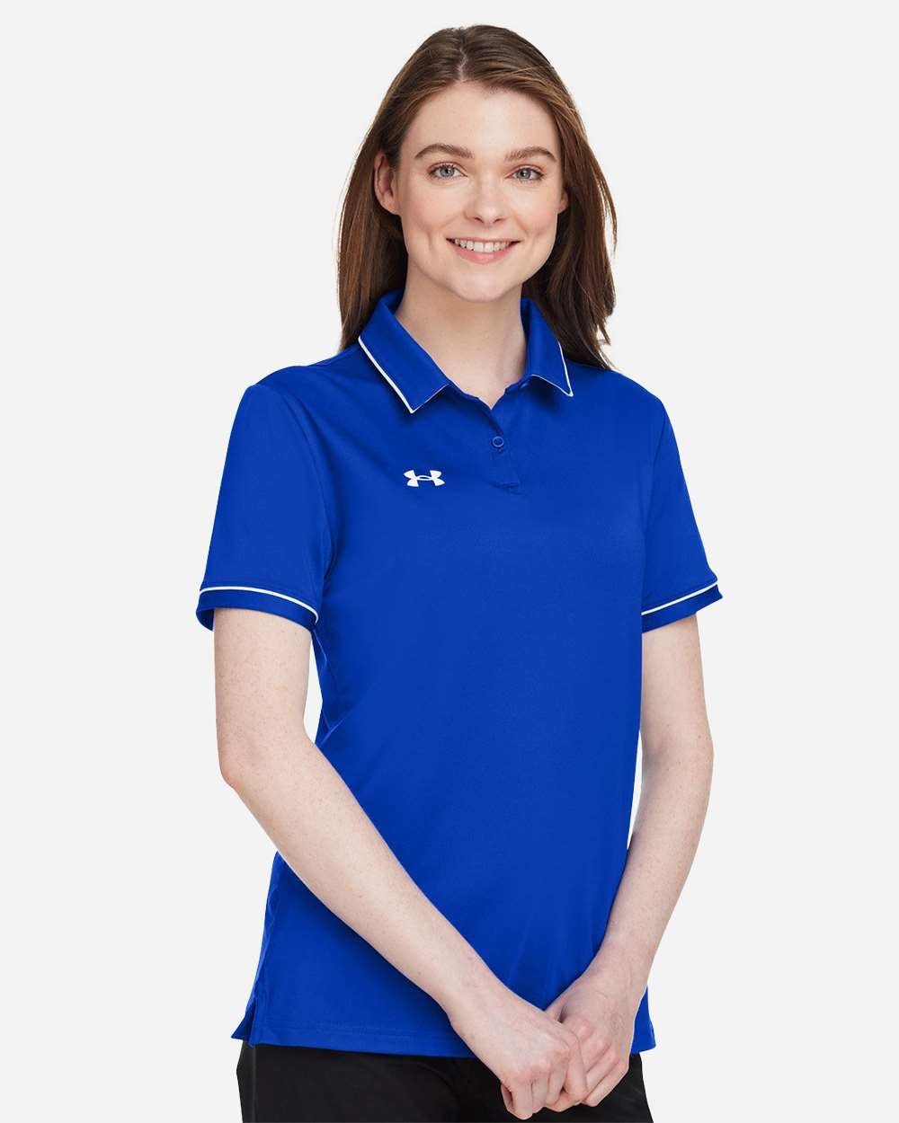 Women's Tipped Teams Performance Polo Royal/ White_1