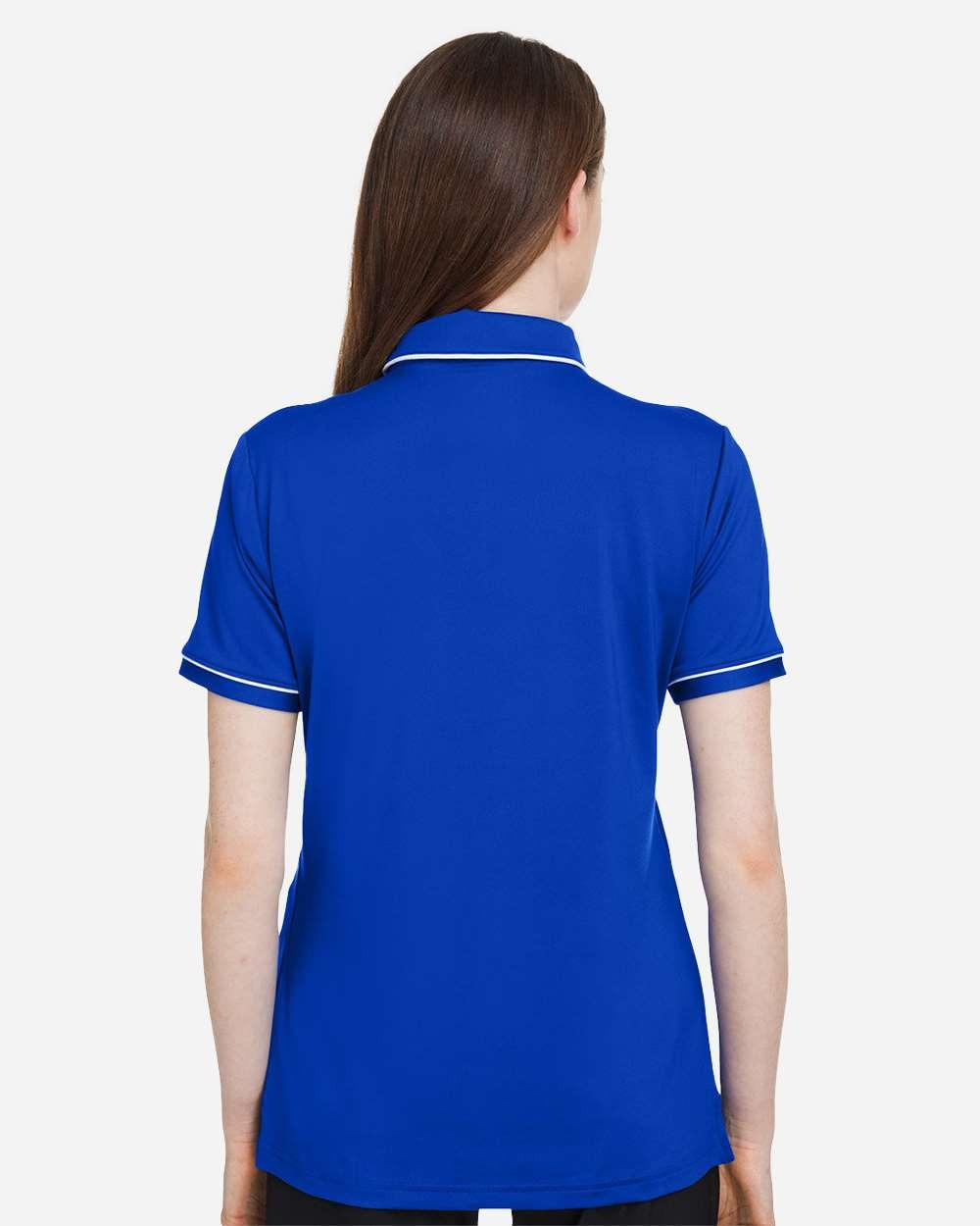 Women's Tipped Teams Performance Polo Royal/ White_2