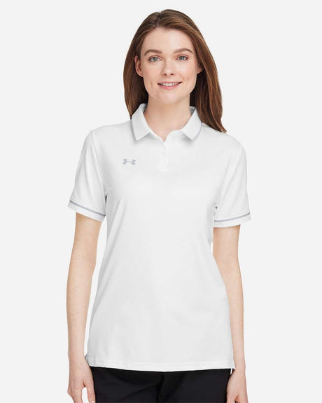 Women's Tipped Teams Performance Polo White/ Mod Grey