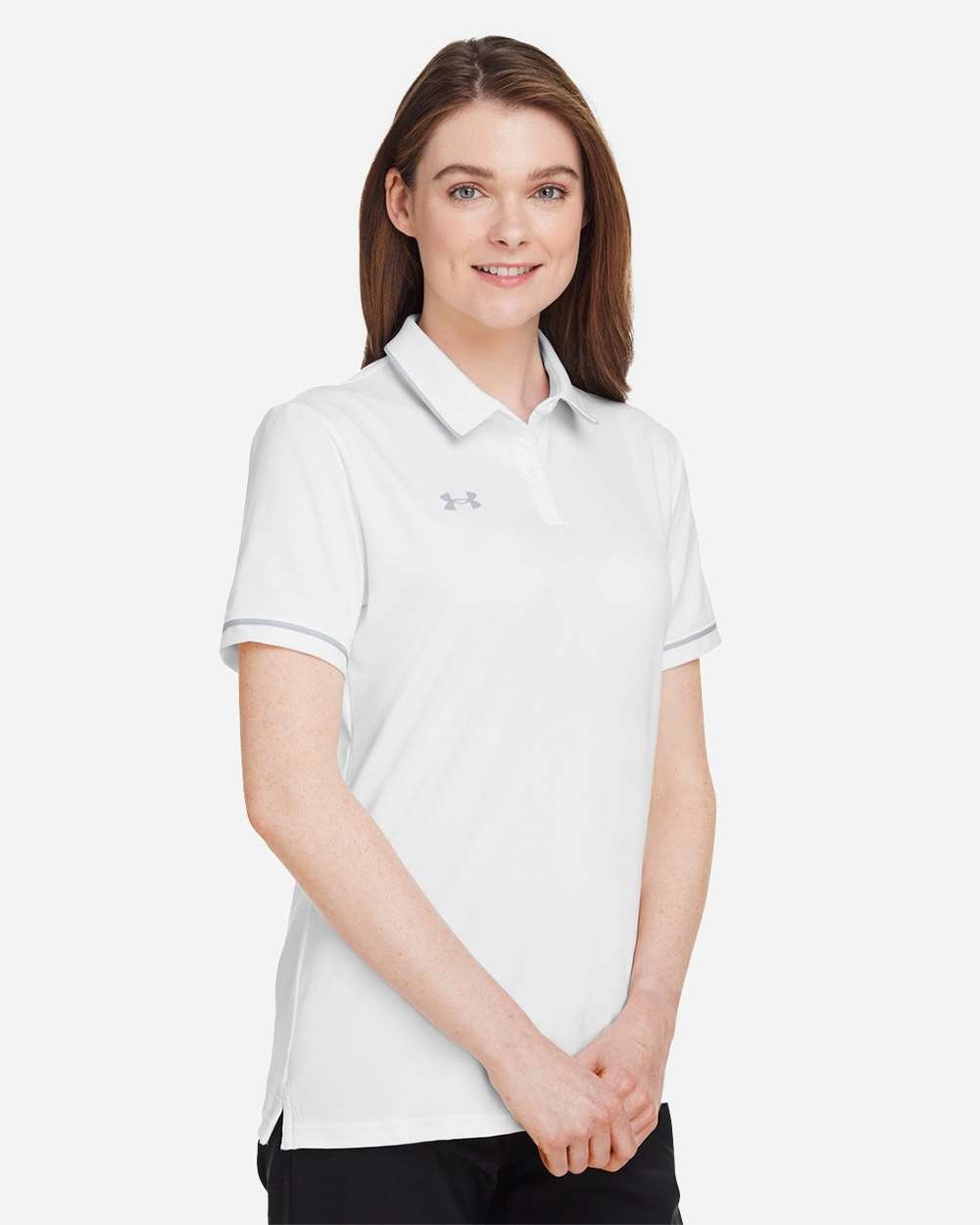 Women's Tipped Teams Performance Polo White/ Mod Grey_1