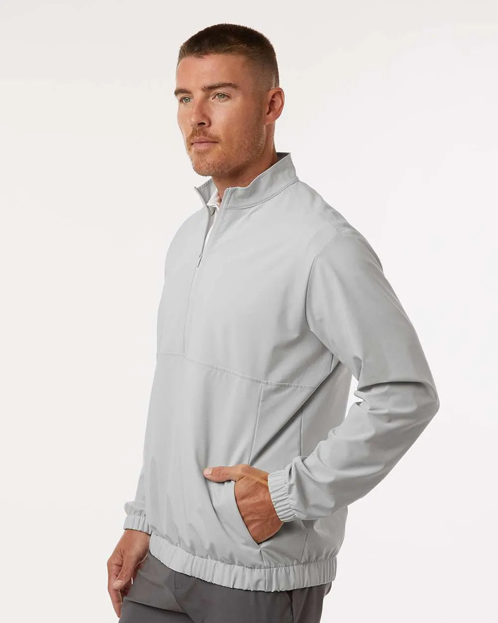 Woven Half-Zip Pullover Grey One_2