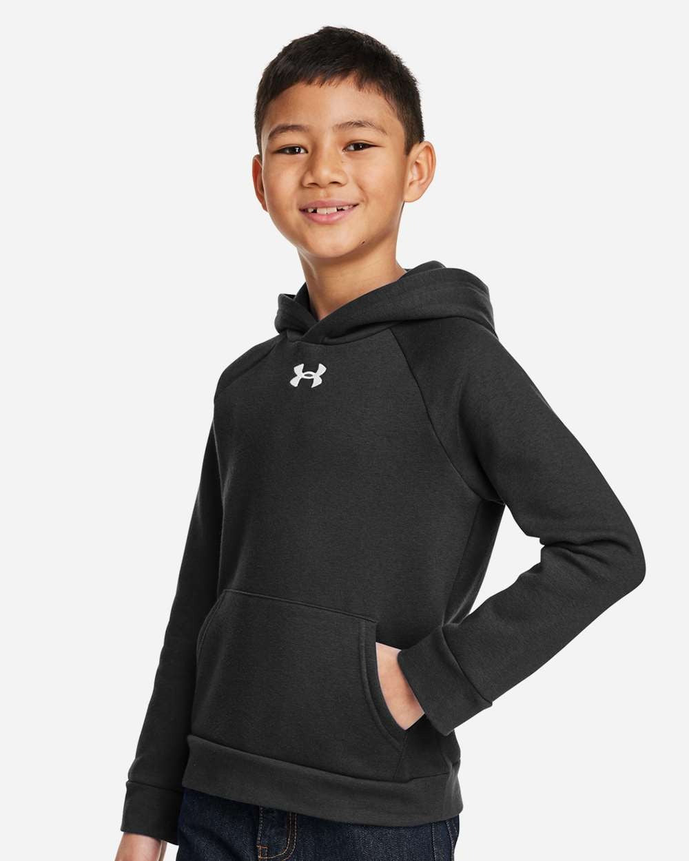 Youth Rival Fleece Hooded Sweatshirt Black/ White_1
