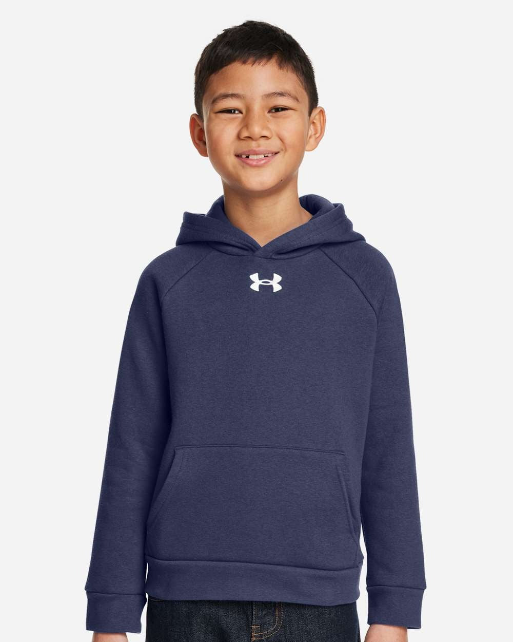 Youth Rival Fleece Hooded Sweatshirt Midnight Navy/ White