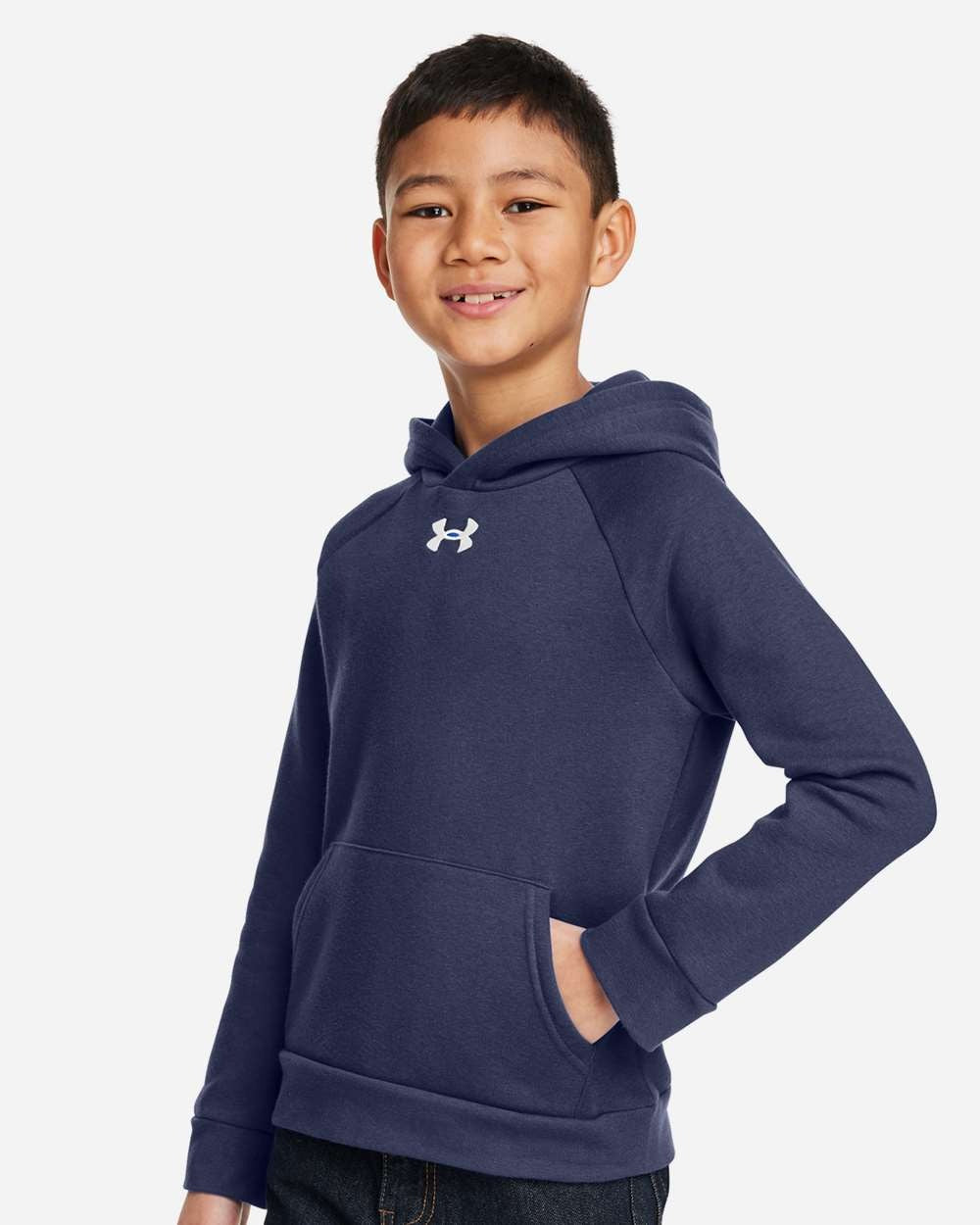 Youth Rival Fleece Hooded Sweatshirt Midnight Navy/ White_1