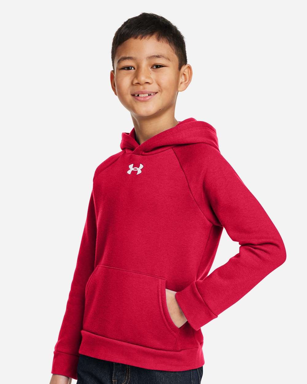 Youth Rival Fleece Hooded Sweatshirt Red/ White_1