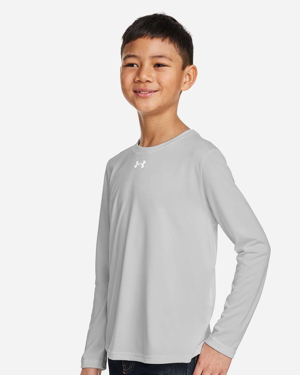 Youth Tech™ Team Long Sleeve T-Shirt Mod Grey Light Heather/ White_1